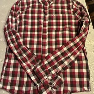 Hollister Red and Black Checkered Casual Shirt
